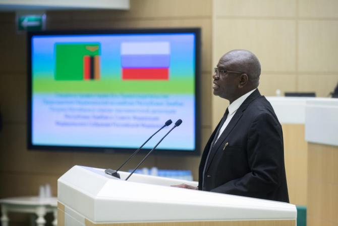 The hon speaker delivers a historical speech to the russian parliament upper house